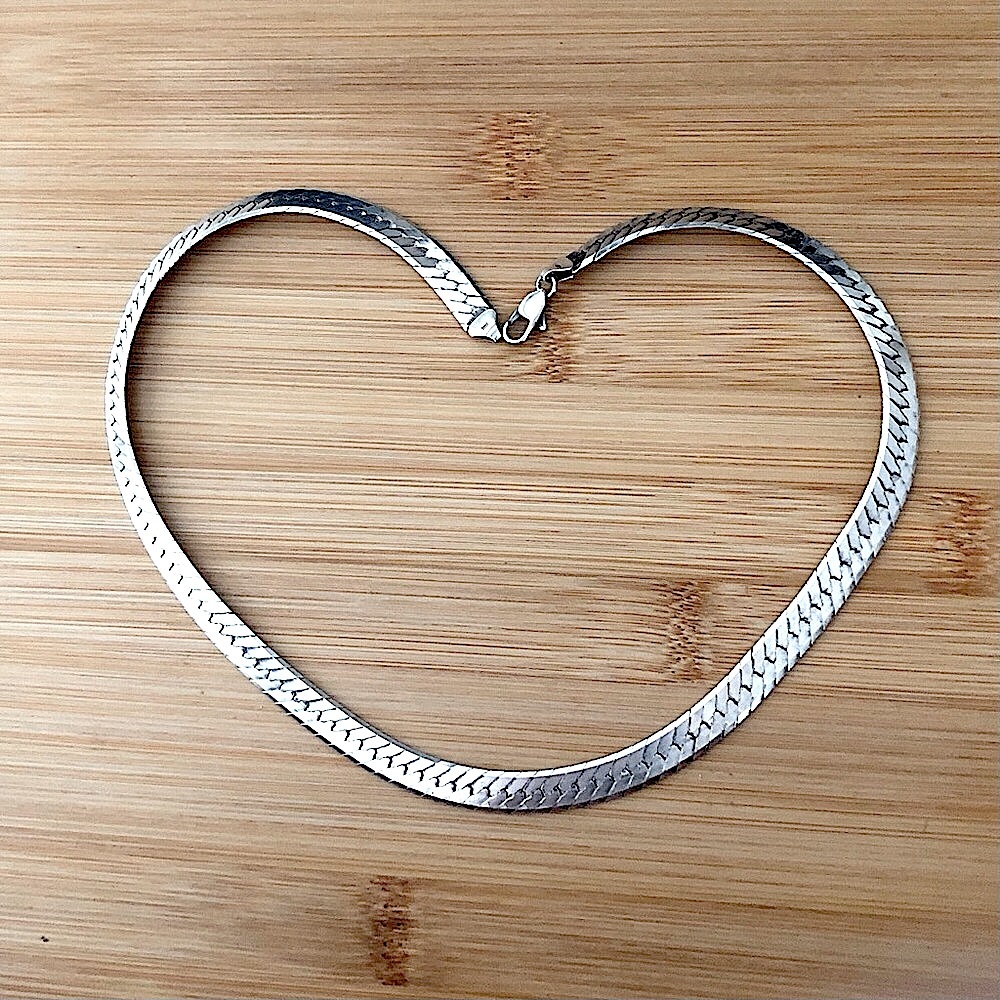 $198 Herringbone Estate Necklace Sterling Silver 34 Grams 925 ITALY - Picture 4 of 8